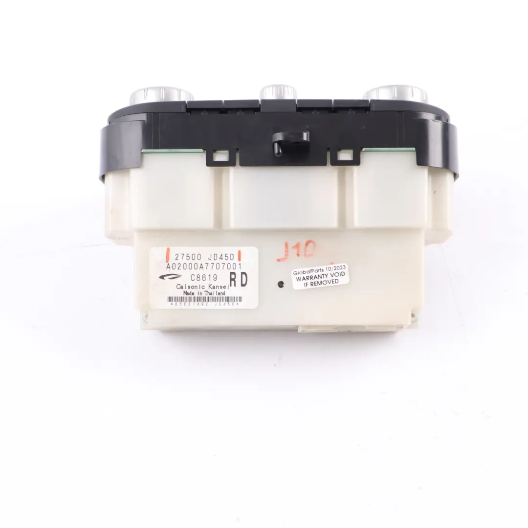 Heater Climate Control A/C Air Con Switch Panel to Nissan Qashqai J10 with Part number 27500JD45D Nissan Qashqai J10 Heater Climate Control A/C Air Con Switch Panel - SKU 27500JD45D - Part number 27500JD45D
