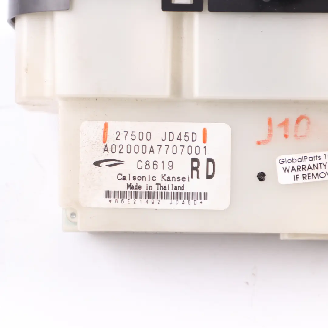 Heater Climate Control A/C Air Con Switch Panel to Nissan Qashqai J10 with Part number 27500JD45D Nissan Qashqai J10 Heater Climate Control A/C Air Con Switch Panel - SKU 27500JD45D - Part number 27500JD45D