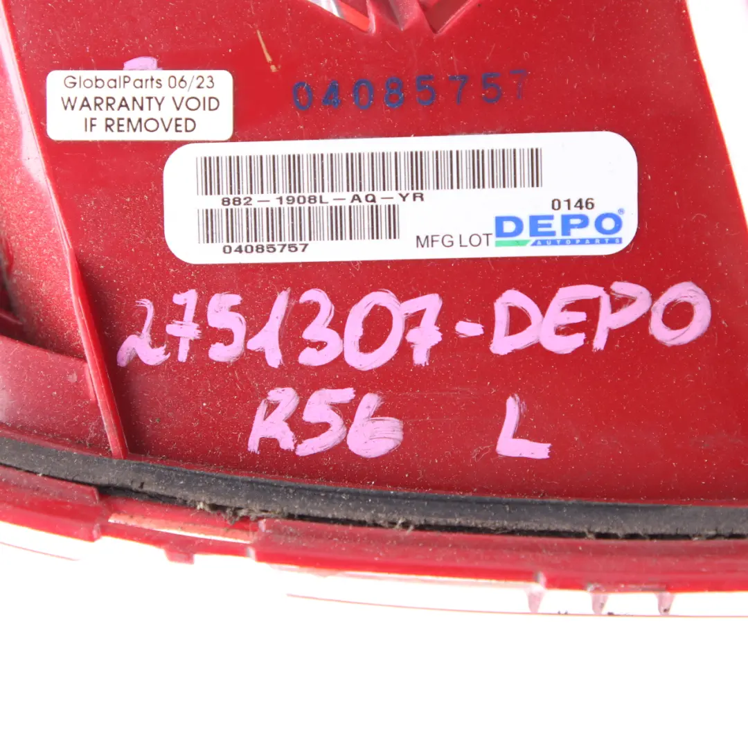 Rear Lamp Mini Cooper R56 R57 Tail Light Cluster Left N/S DEPO 2757009 - SKU 2751307-DEPO - Part number 2751307
