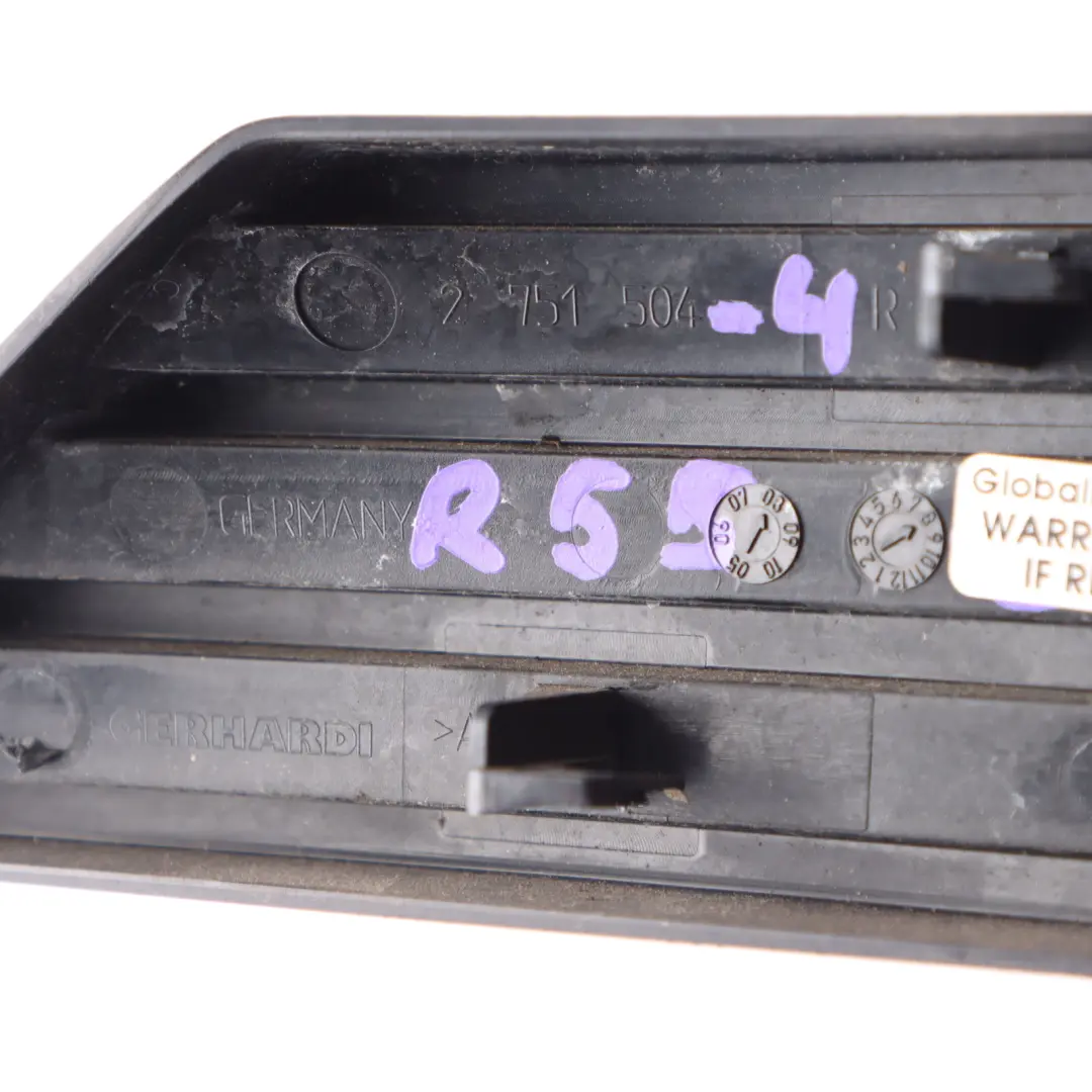 Parrilla aletas Embellecedor indicador delantero derecho para Mini R55 R56 R57 con número de pieza 2751504 Mini R55 R56 R57 Parrilla aletas Embellecedor indicador delantero derecho - SKU 2751504-4 - Número de pieza 2751504