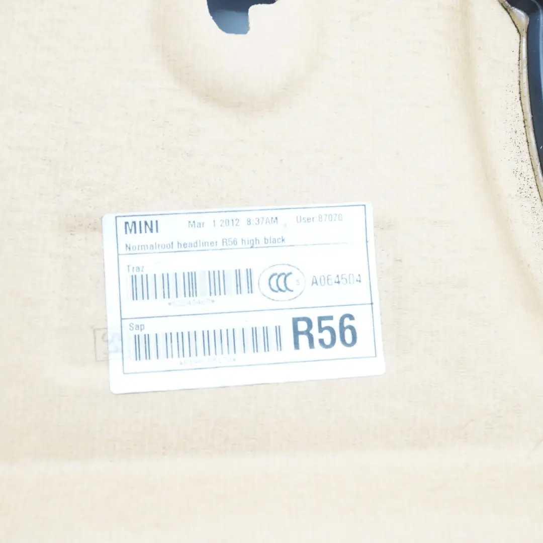 Mini R56 Podsufitka Carbon Czarna Kompletna Słupki - SKU 2752265 - Numer Części 2752265