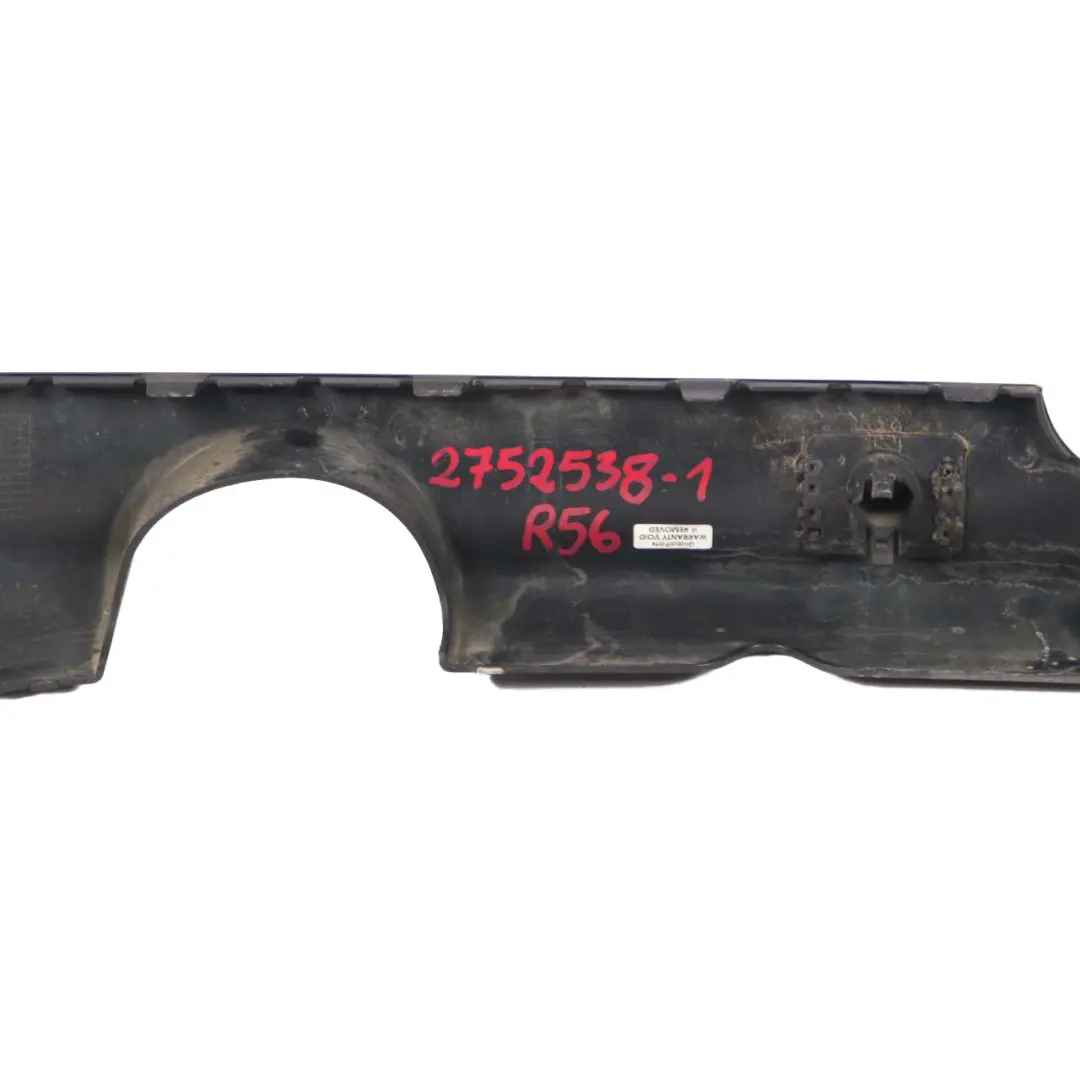 Bumper Lower Centre Spoiler PDC Trim Black to Mini Cooper R56 R57 Rear with Part number 2752538 Mini Cooper R56 R57 Rear Bumper Lower Centre Spoiler PDC Trim Black - SKU 2752538-1 - Part number 2752538