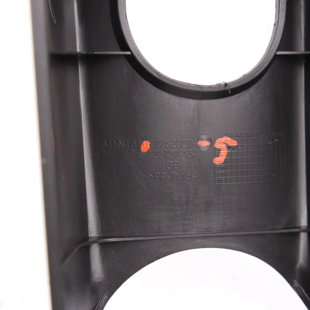 Zentrum Konsole Verkleidung Becher Halter Carbon Schwarz für Mini R55 R56 mit Teilenummer 2752927 Mini R55 R56 Zentrum Konsole Verkleidung Becher Halter Carbon Schwarz - SKU 2752927-5 - Teilenummer 2752927
