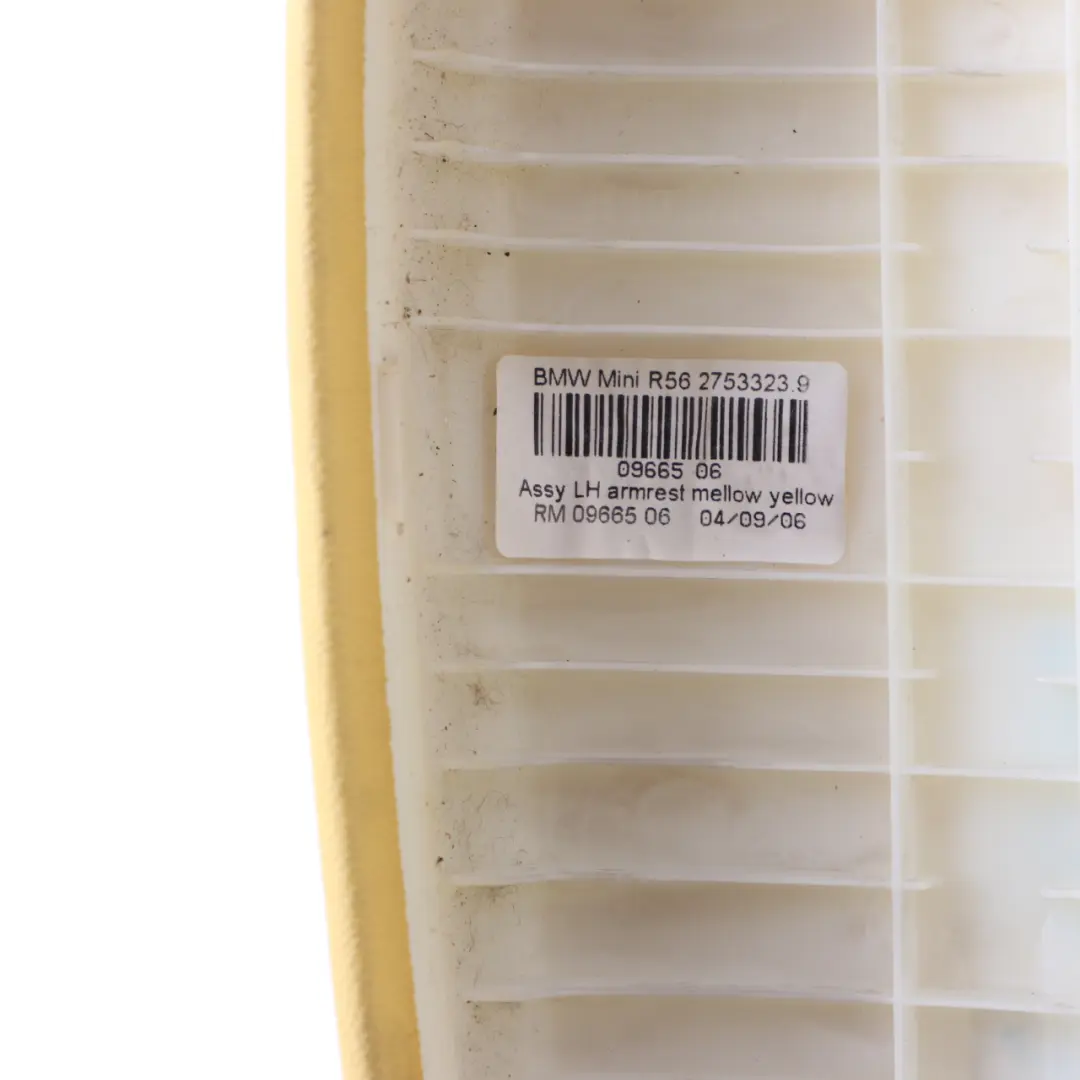 Armlehne Tür Verkleidung Vorne Links Mellow Yellow für Mini Cooper R55 R56 mit Teilenummer 2753323 Mini Cooper R55 R56 Armlehne Tür Verkleidung Vorne Links Mellow Yellow - SKU 2753323 - Teilenummer 2753323