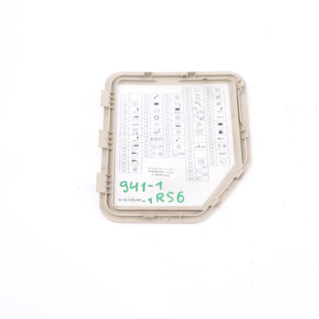 Etichetta Scatola Fusibili Pannello Copertura Beige 3455941 per Mini Cooper R55 R56 con numero di parte 2753382 Mini Cooper R55 R56 Etichetta Scatola Fusibili Pannello Copertura Beige 3455941 - SKU 2753382 - Numero di parte 2753382