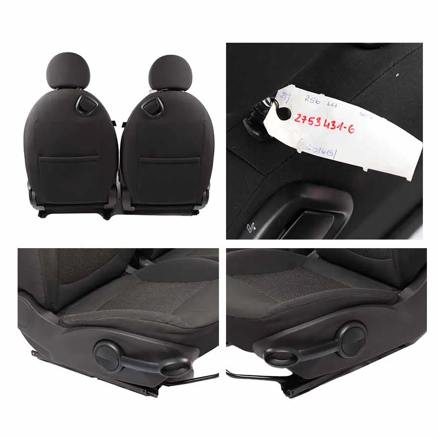 Seats Mini R56 Cooper Cloth Fabric Interior Set Front Rear Seat Carbon Black to with Part number 2753431 Seats Mini R56 Cooper Cloth Fabric Interior Set Front Rear Seat Carbon Black - SKU 2753431-6 - Part number 2753431