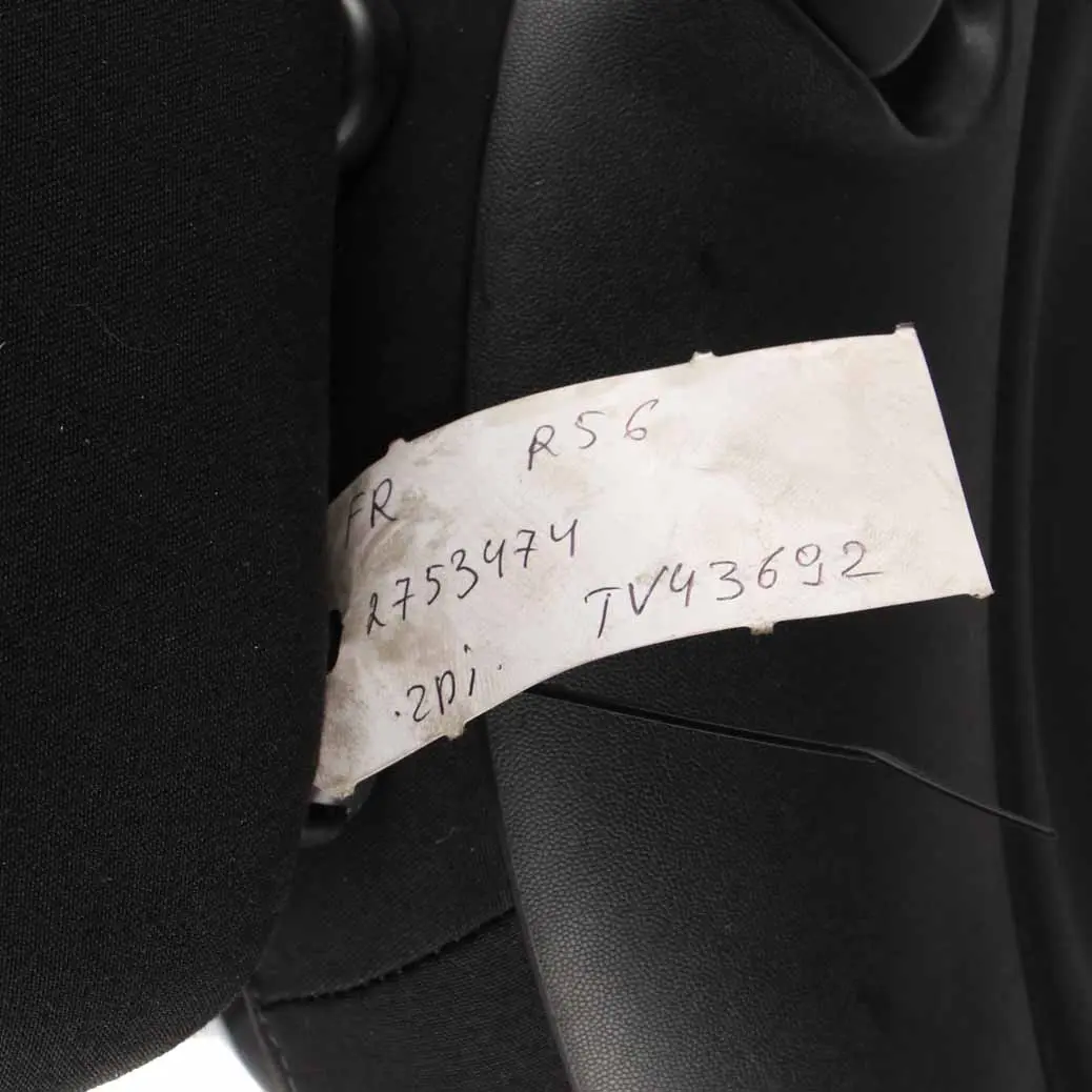Mini Cooper R55 R56 Sport Tela / Cuero Interior Negro Asiento Delantero Derecho - SKU 2753474 - Número de pieza 2753474