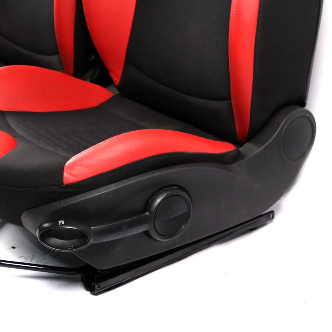 Seats Mini Cooper R56 Sport Fabric Cloth / Red Leather Front Rear Seat Set to with Part number 2753480 Seats Mini Cooper R56 Sport Fabric Cloth / Red Leather Front Rear Seat Set - SKU 2753480-1 - Part number 2753480