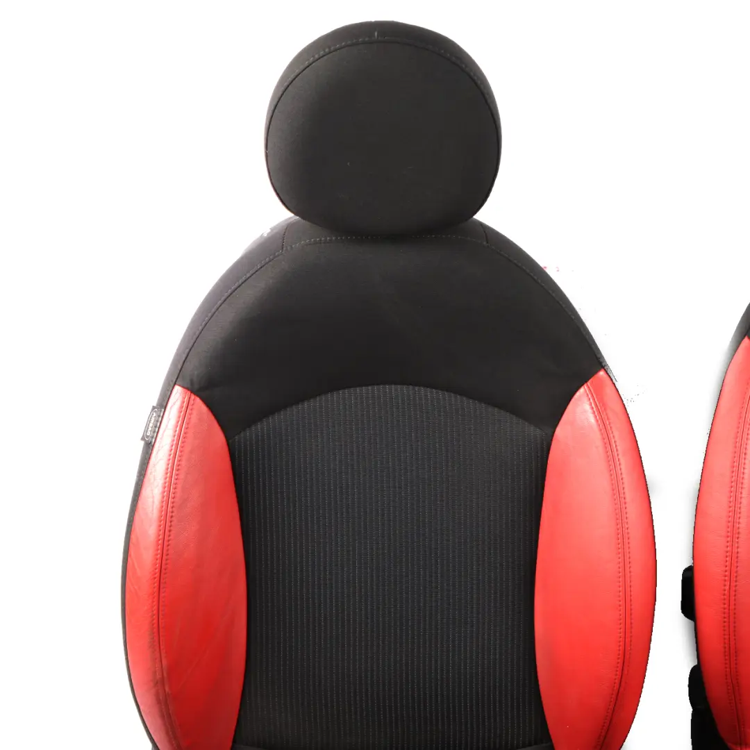 Seats Mini Cooper R56 Sport Fabric Cloth / Red Leather Front Rear Seat Set to with Part number 2753480 Seats Mini Cooper R56 Sport Fabric Cloth / Red Leather Front Rear Seat Set - SKU 2753480-1 - Part number 2753480