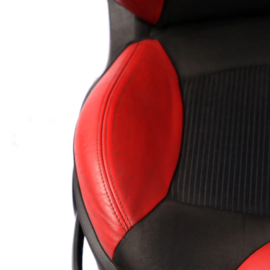 Seats Mini Cooper R56 Sport Fabric Cloth / Red Leather Front Rear Seat Set to with Part number 2753480 Seats Mini Cooper R56 Sport Fabric Cloth / Red Leather Front Rear Seat Set - SKU 2753480-1 - Part number 2753480