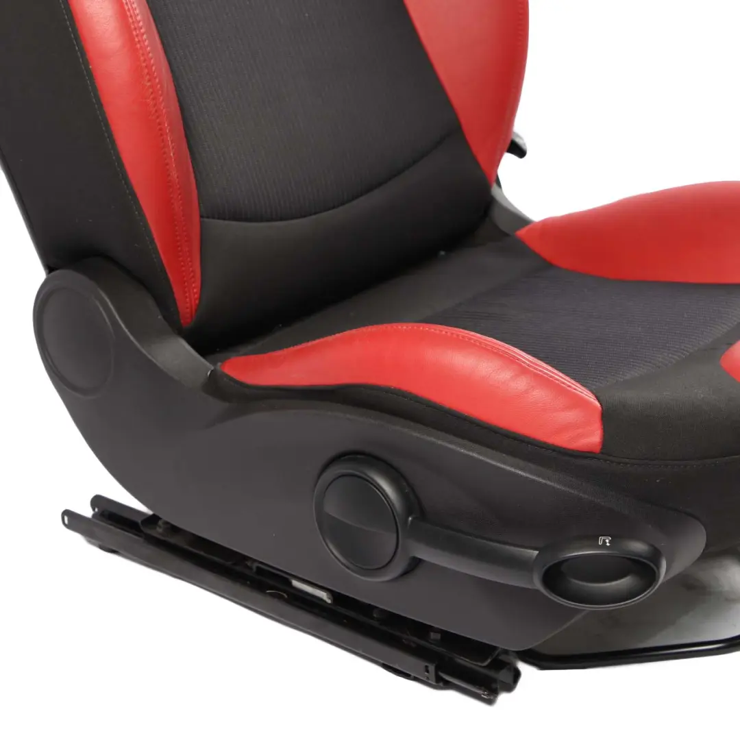Fabric Cloth / Red Leather Front Right O/S Seat to Mini Cooper One R55 R56 Sport with Part number 7242360 Mini Cooper One R55 R56 Sport Fabric Cloth / Red Leather Front Right O/S Seat - SKU 2753480 - Part number 7242360
