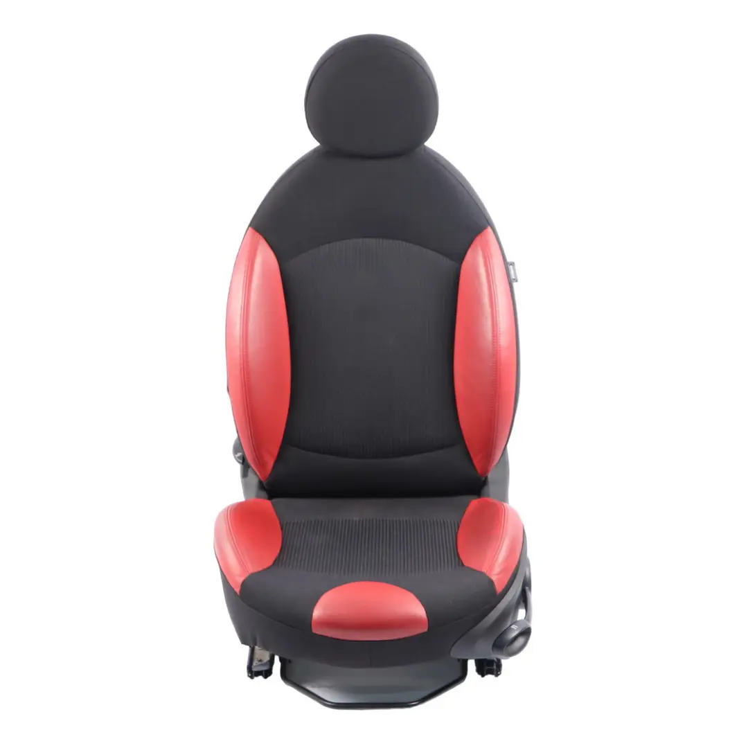 Front Seat Left N/S Sport Seat Cloth Fabric Red Leather Heated to Mini R55 R56 with Part number 2753497 Mini R55 R56 Front Seat Left N/S Sport Seat Cloth Fabric Red Leather Heated - SKU 2753497-2 - Part number 2753497