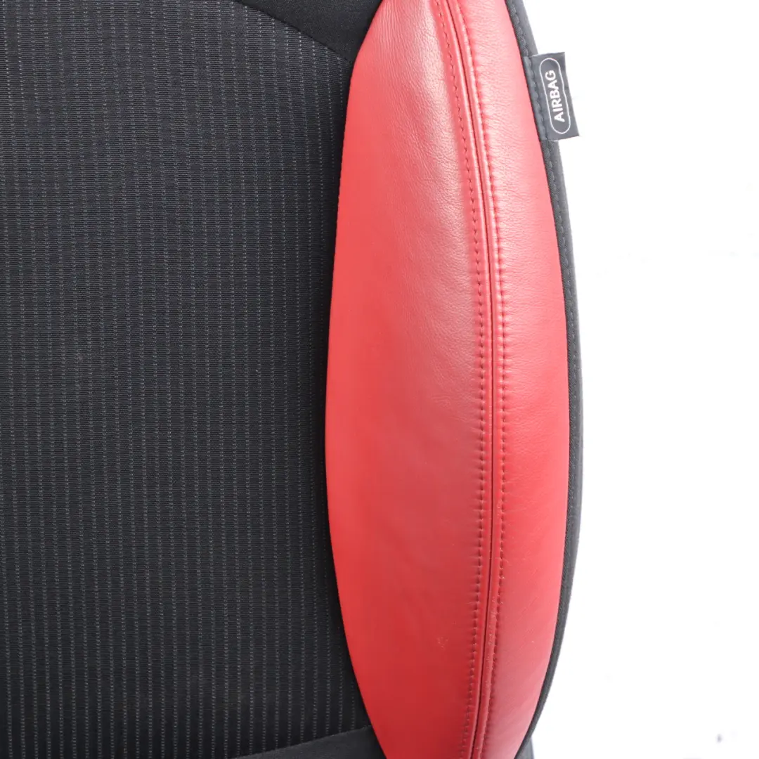 Front Seat Left N/S Sport Seat Cloth Fabric Red Leather Heated to Mini R55 R56 with Part number 2753497 Mini R55 R56 Front Seat Left N/S Sport Seat Cloth Fabric Red Leather Heated - SKU 2753497-2 - Part number 2753497