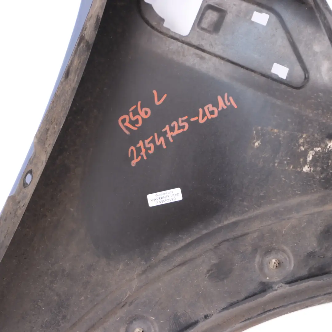 Side Wing Panel Front Left N/S Fender R55 R57 Lightning Blue - A63 to Mini R56 with Part number 2754725 Mini R56 Side Wing Panel Front Left N/S Fender R55 R57 Lightning Blue - A63 - SKU 2754725-LB14 - Part number 2754725