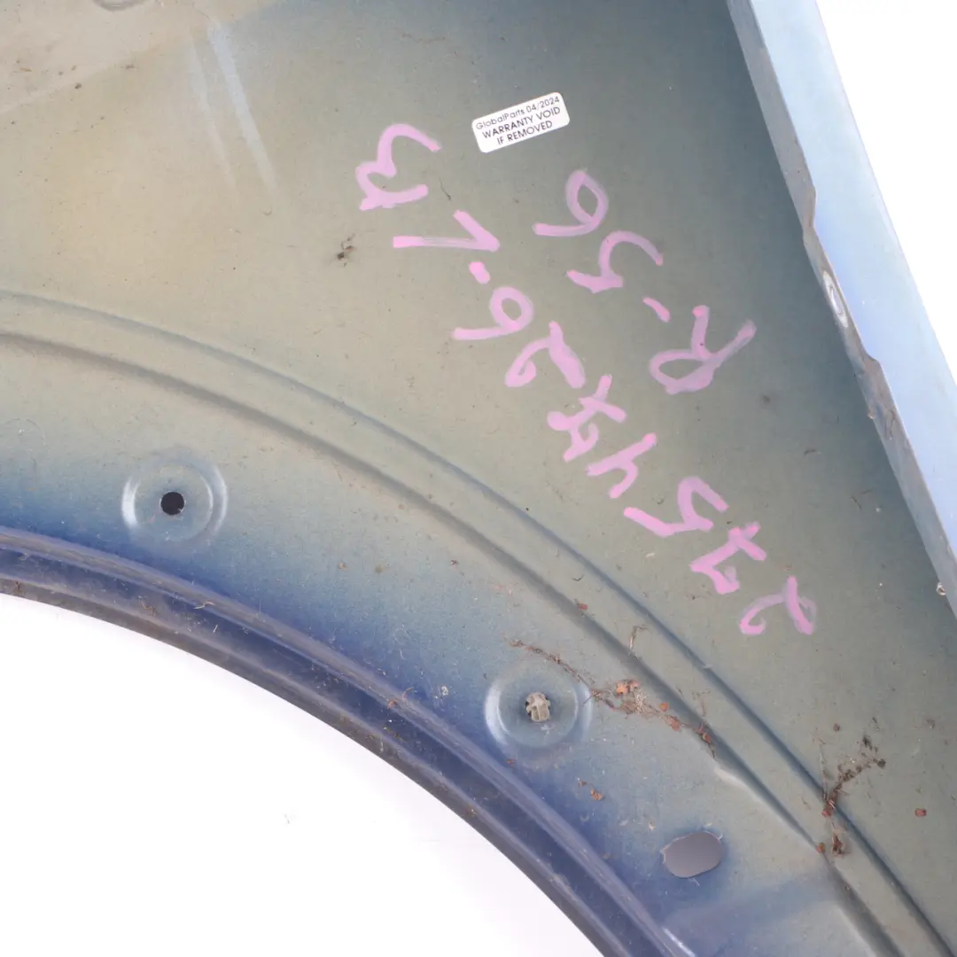 Side Panel Front Right Wing O/S Lightning Blue - A63 to Mini Cooper R55 R56 R57 with Part number 2754726 Mini Cooper R55 R56 R57 Side Panel Front Right Wing O/S Lightning Blue - A63 - SKU 2754726-LB3 - Part number 2754726