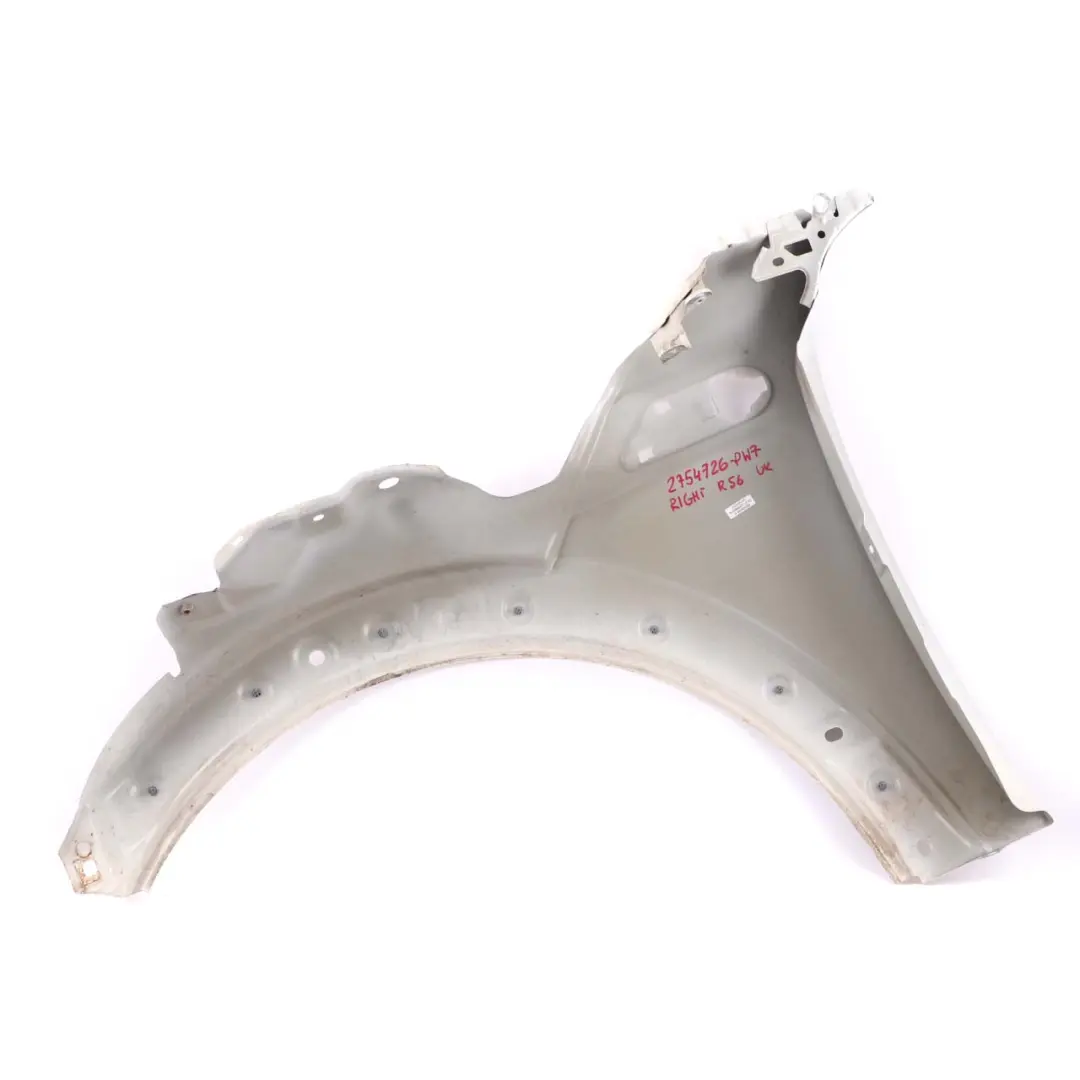 Front Right O/S Wing Side Panel Pepper White - 850 to Mini R55 R56 R57 7 with Part number 2754726 Mini R55 R56 R57 7 Front Right O/S Wing Side Panel Pepper White - 850 - SKU 2754726-PW7 - Part number 2754726