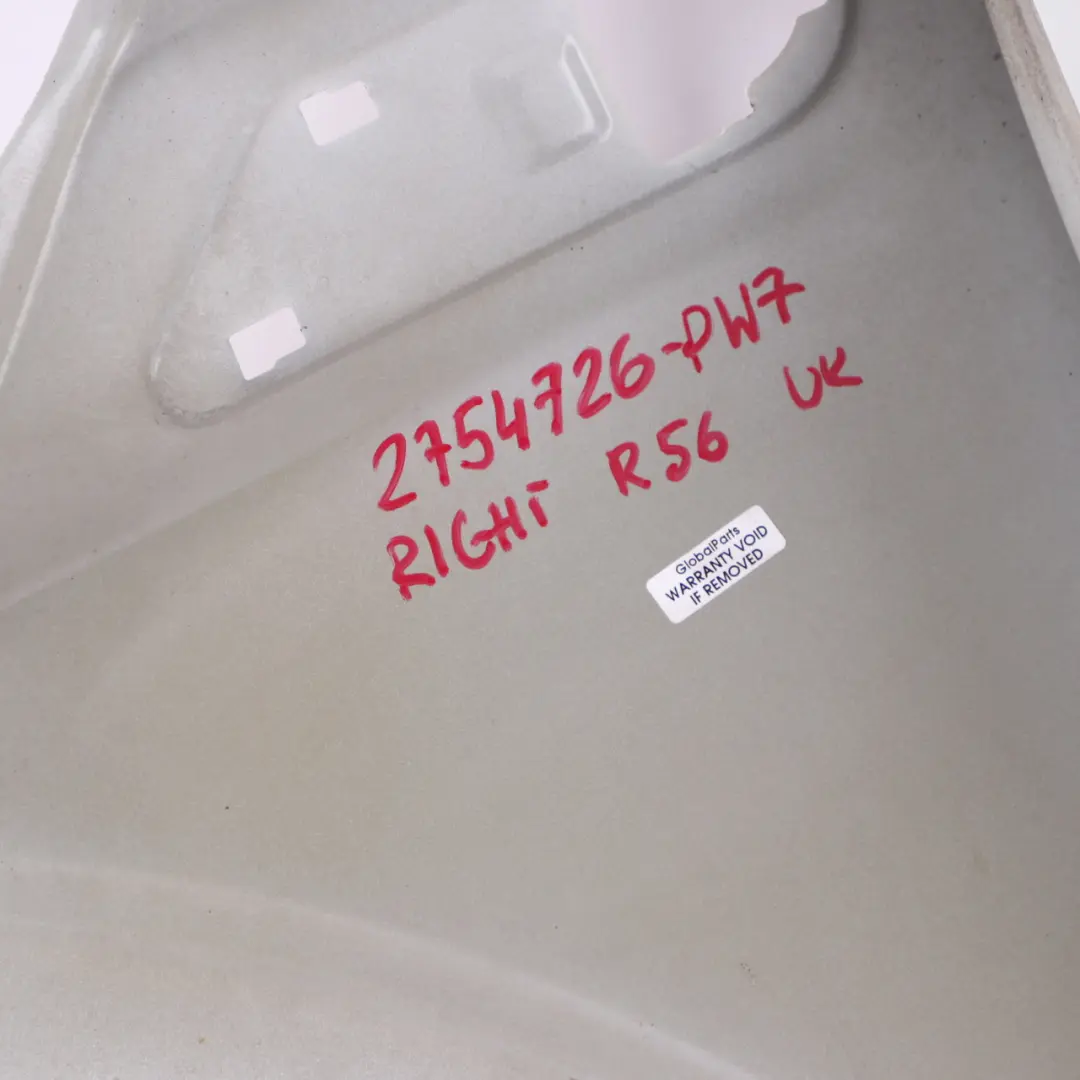 Front Right O/S Wing Side Panel Pepper White - 850 to Mini R55 R56 R57 7 with Part number 2754726 Mini R55 R56 R57 7 Front Right O/S Wing Side Panel Pepper White - 850 - SKU 2754726-PW7 - Part number 2754726