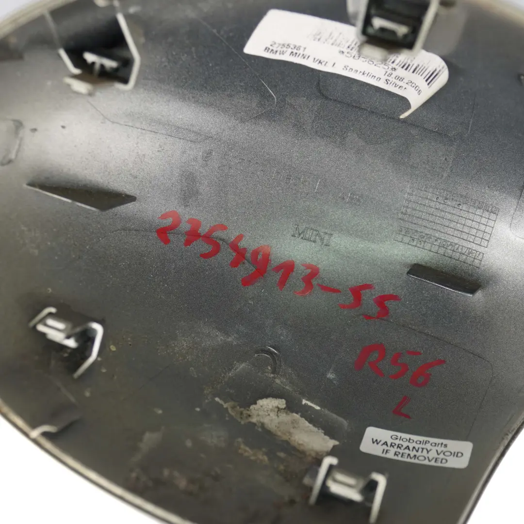 Mini Cooper R55 R56 Revetement Miroir Gauche Mousseux Argent - SKU 2754913-SS - Numéro de pièce 2754913