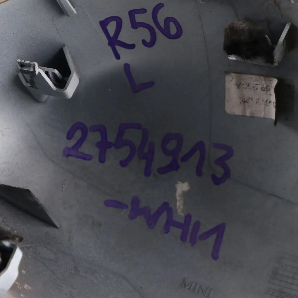 Wing Mirror Cover Mini Cooper R55 R56 R57 R60 Cap Casing Left N/S White to with Part number 2754913 Wing Mirror Cover Mini Cooper R55 R56 R57 R60 Cap Casing Left N/S White - SKU 2754913-WHI1 - Part number 2754913