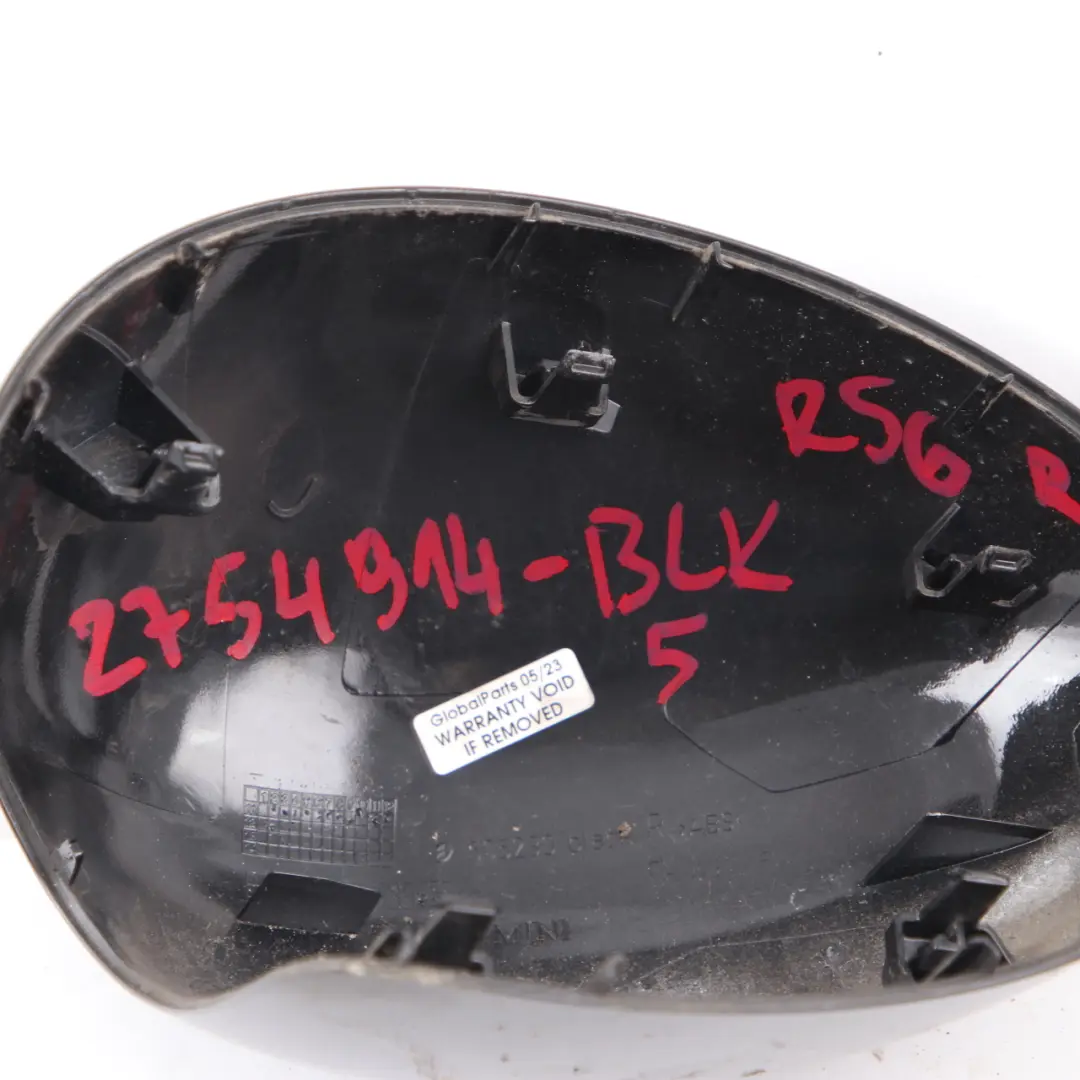  Wing Mirror Cover Mini R55 R56 R57 5 Cap Casing Housing Right O/S Black - SKU 2754914-BLK5 - Part number 2754914