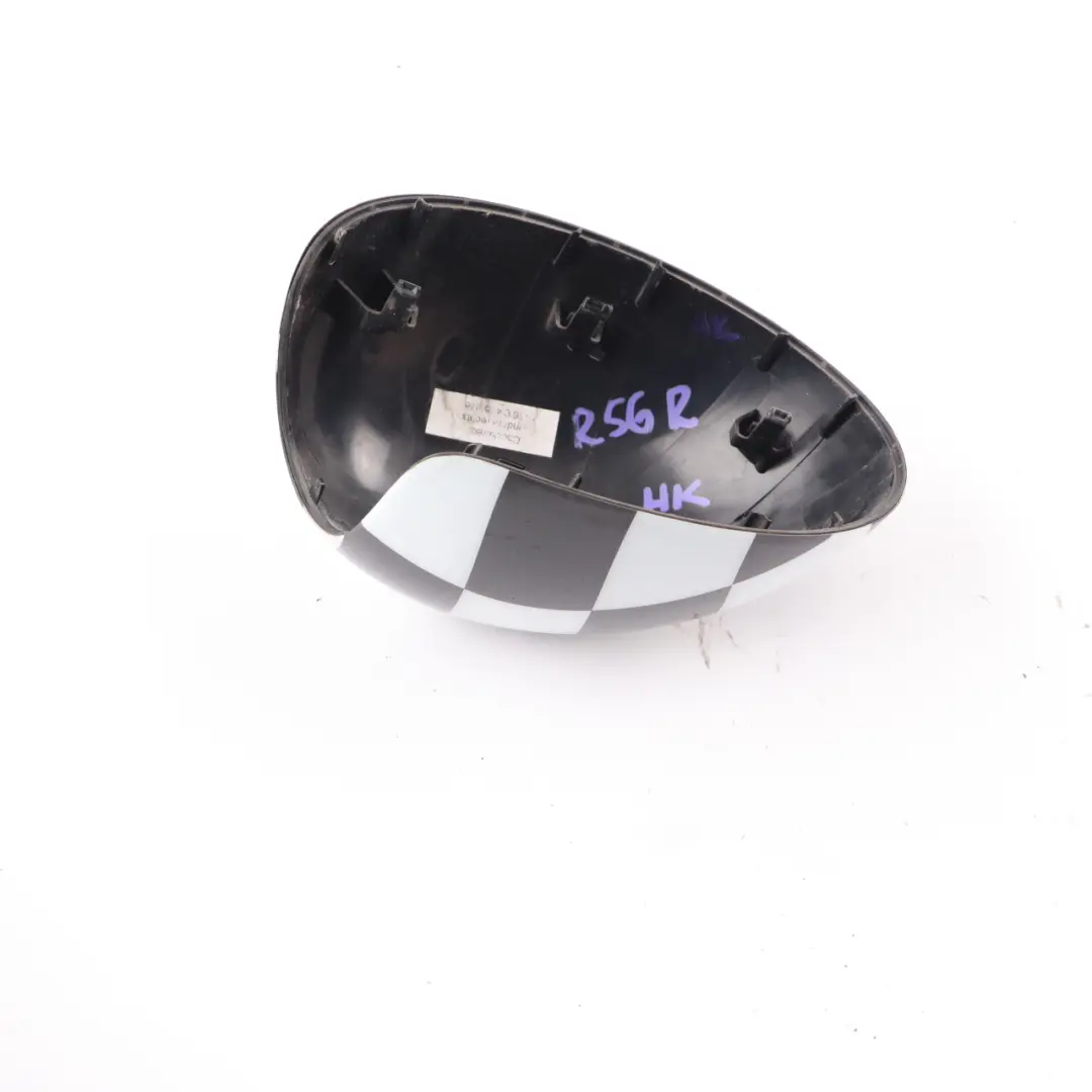 Cap Right O/S Mirror Wing Checkered Black White to Mini R55 R56 R60 Cover with Part number 2754914 Mini R55 R56 R60 Cover Cap Right O/S Mirror Wing Checkered Black White - SKU 2754914-CHK - Part number 2754914