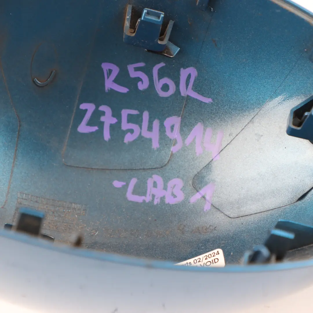  Wing Mirror Cover Mini R55 R56 R60 Cap Casing Right O/S Laser Blue Metallic A59 - SKU 2754914-LAB1 - Part number 2754914