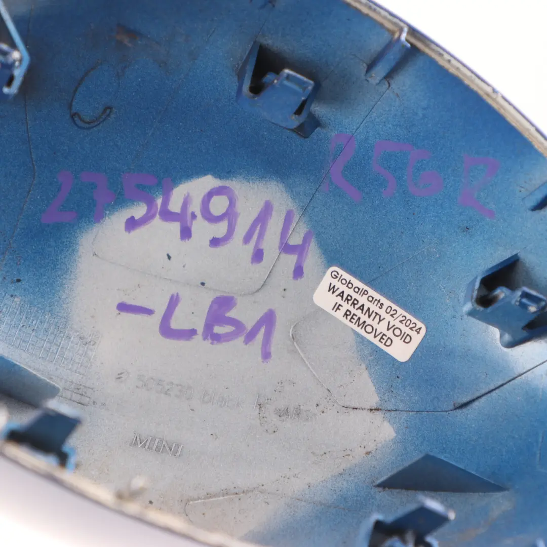 Wing Mirror Cover Mini Cooper R55 R56 R60 Cap Casing Right O/S Lightning Blue to with Part number 2754914 Wing Mirror Cover Mini Cooper R55 R56 R60 Cap Casing Right O/S Lightning Blue - SKU 2754914-LB1 - Part number 2754914