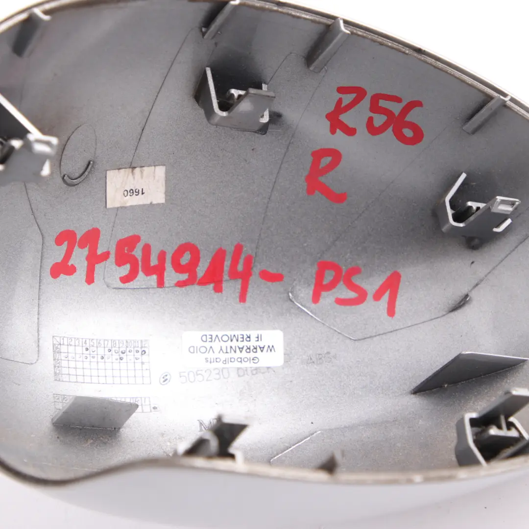 Cap Casing Right O/S Wing Mirror Pure Silver to BMW Mini Cooper R55 R56 R60 Cover with Part number 2754914 BMW Mini Cooper R55 R56 R60 Cover Cap Casing Right O/S Wing Mirror Pure Silver - SKU 2754914-PS1 - Part number 2754914