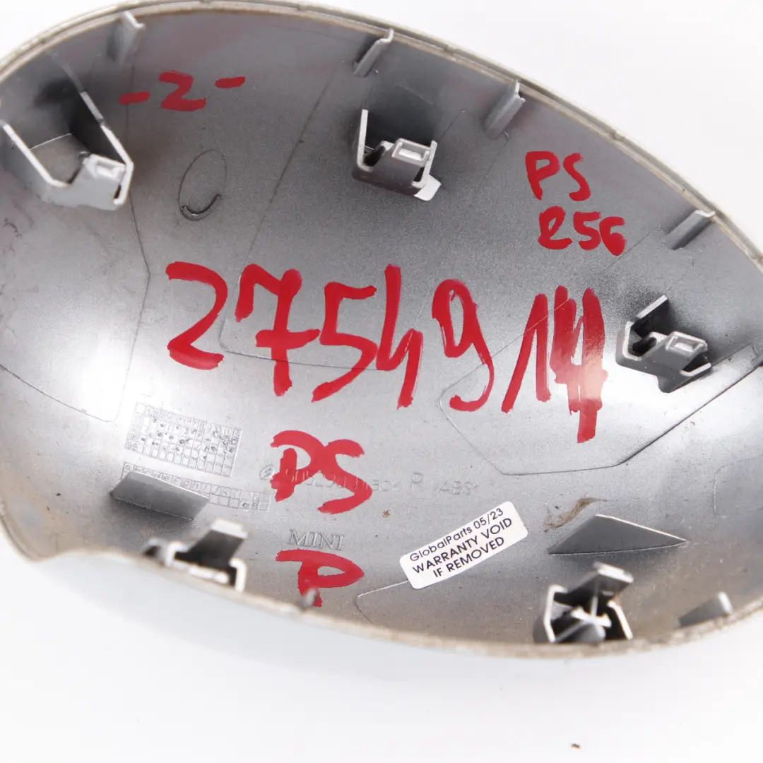 Mini Cooper R55 R56 Coperchio Copertura Involucro Specchio Destro Argento Puro - SKU 2754914-PS - Numero di parte 2754914