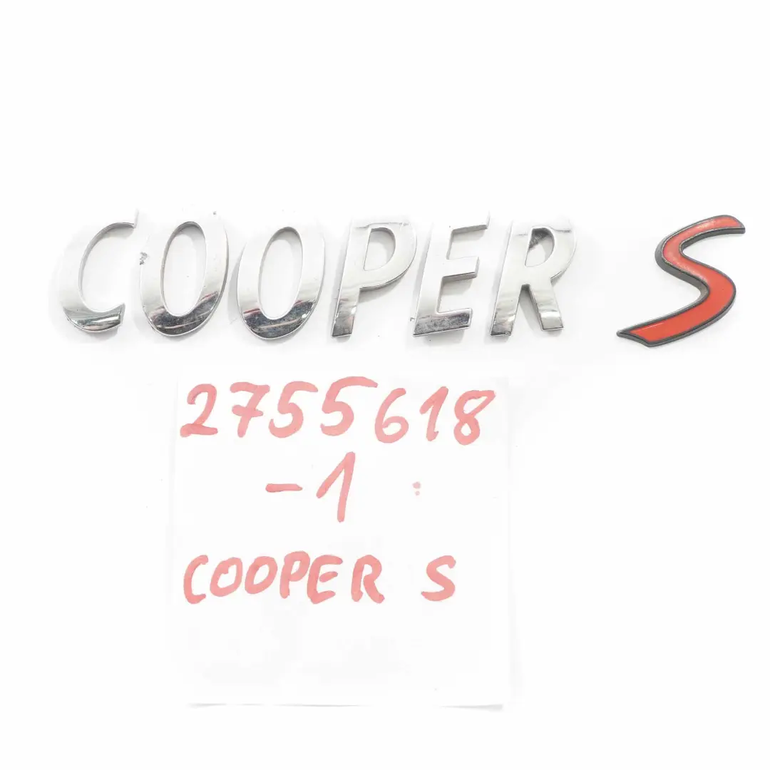 Emblem Kofferraum Mini Cooper R53 R55 R56 R57 Deckel Cooper S Schriftzug Logo für mit Teilenummer 2755618 Emblem Kofferraum Mini Cooper R53 R55 R56 R57 Deckel Cooper S Schriftzug Logo - SKU 2755618-1 - Teilenummer 2755618