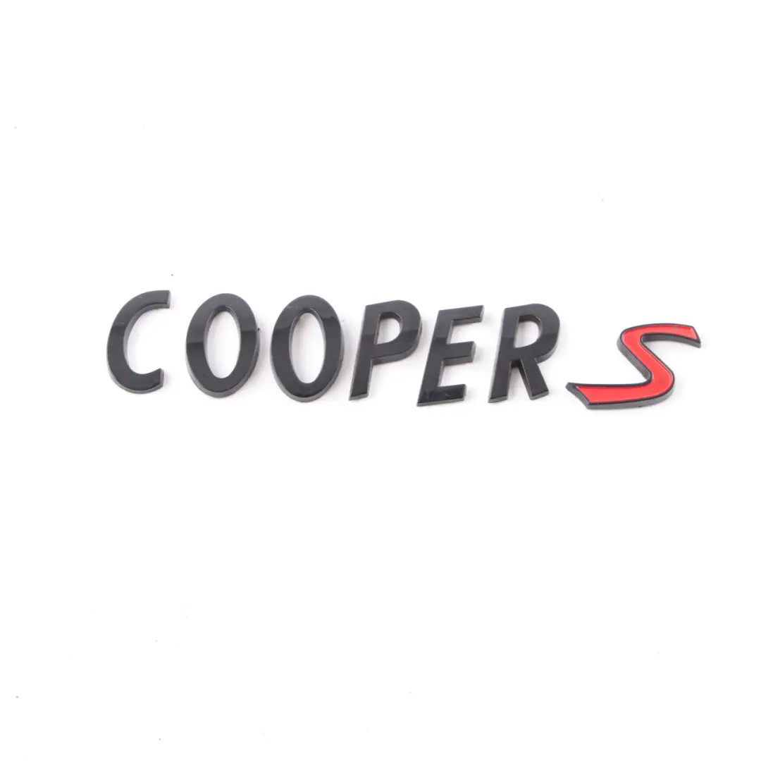 Boot Trunk Lid Cooper S Lettering Emblem Logo to Mini Cooper R53 R55 R56 R57 with Part number 2755618 Mini Cooper R53 R55 R56 R57 Boot Trunk Lid Cooper S Lettering Emblem Logo - SKU 2755618-2 - Part number 2755618
