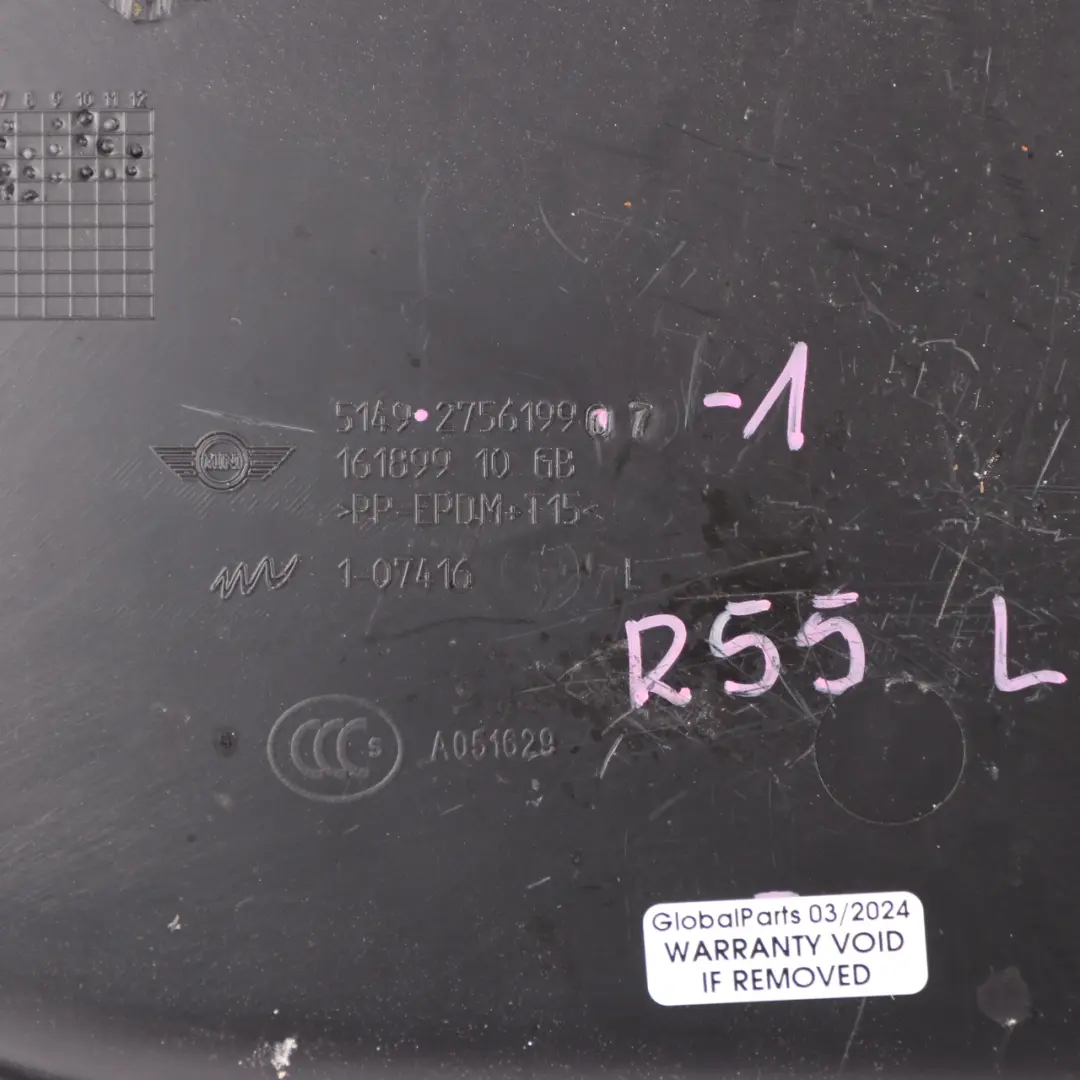 Verkleidung Hecktur Splittur Links für Mini Cooper Clubman 1 R55 mit Teilenummer 2756199 Mini Cooper Clubman 1 R55 Verkleidung Hecktur Splittur Links - SKU 2756199-1 - Teilenummer 2756199