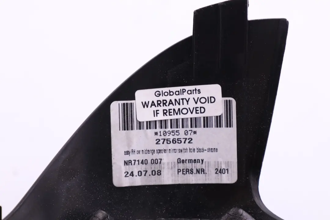 BMW Mini Cooper R56 R55 R57 Cover Loudspeaker Black Chrome Right O/S - SKU 2756572 - Part number 2756572