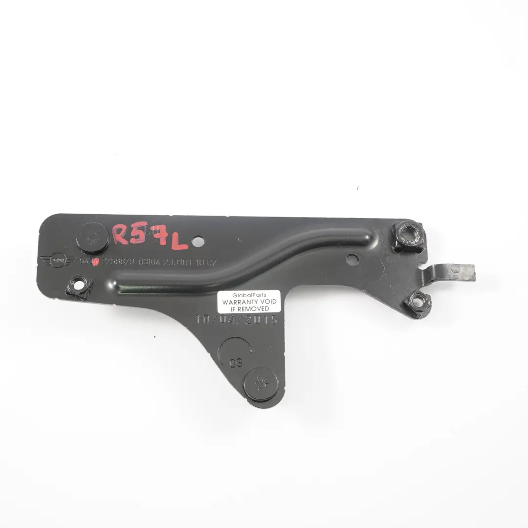 R57N Cabio Tapa blanda plegable Placa De montaje izquierda para Mini Cooper R57 con número de pieza 2756879 Mini Cooper R57 R57N Cabio Tapa blanda plegable Placa De montaje izquierda - SKU 2756879 - Número de pieza 2756879