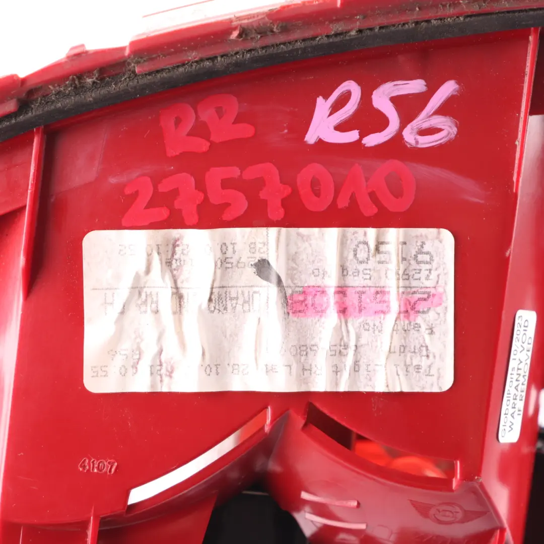 Tail Light Cluster Right O/S 2751308 to Mini Cooper R56 R57 Rear with Part number 2757010 Mini Cooper R56 R57 Rear Tail Light Cluster Right O/S 2751308 - SKU 2757010 - Part number 2757010