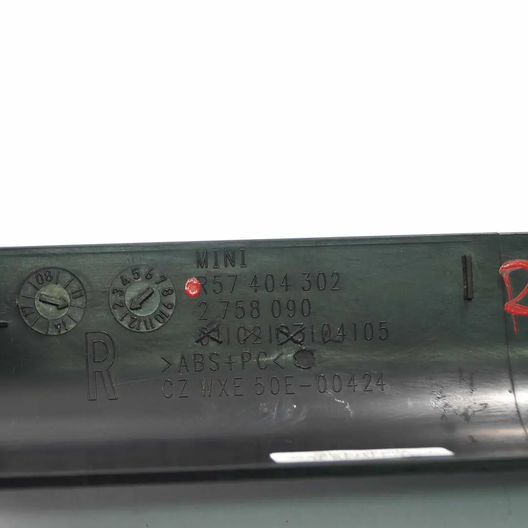 Derecha Centro Cubierta Techo Plegable para Mini Cooper R57 F57 Cabrio con número de pieza 2758090 Mini Cooper R57 F57 Cabrio Derecha Centro Cubierta Techo Plegable - SKU 2758090 - Número de pieza 2758090