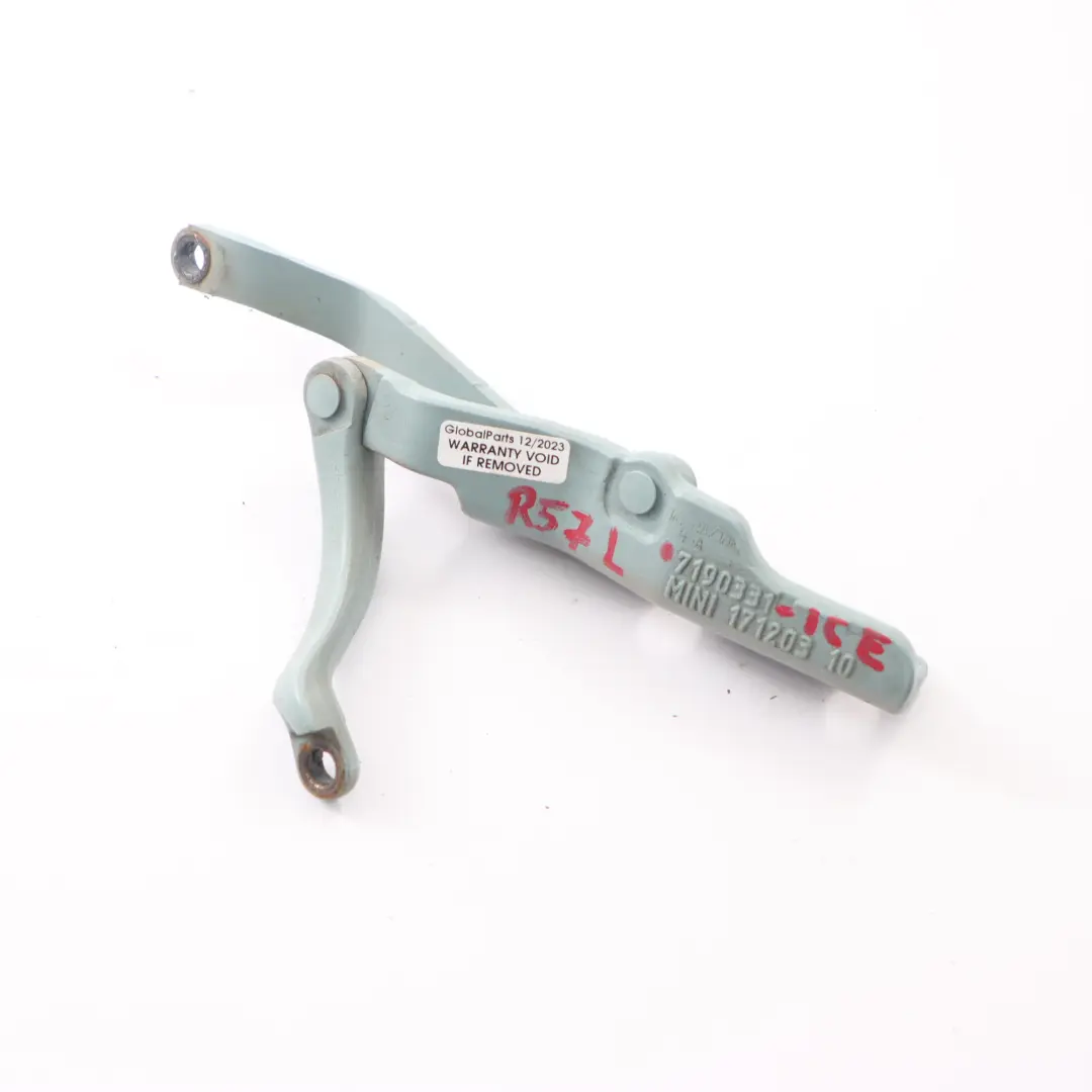 Maletero Tapa Portón Bisagra Trasera Izquierda Azul Hielo B28 7190331 para Mini R57 con número de pieza 2758375 Mini R57 Maletero Tapa Portón Bisagra Trasera Izquierda Azul Hielo B28 7190331 - SKU 2758375-ICE - Número de pieza 2758375