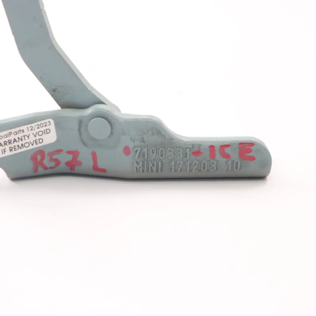 Cerniera portellone posteriore sinistra blu ghiaccio B28 7190331 per Mini Cabrio R57 con numero di parte 2758375 Mini Cabrio R57 Cerniera portellone posteriore sinistra blu ghiaccio B28 7190331 - SKU 2758375-ICE - Numero di parte 2758375