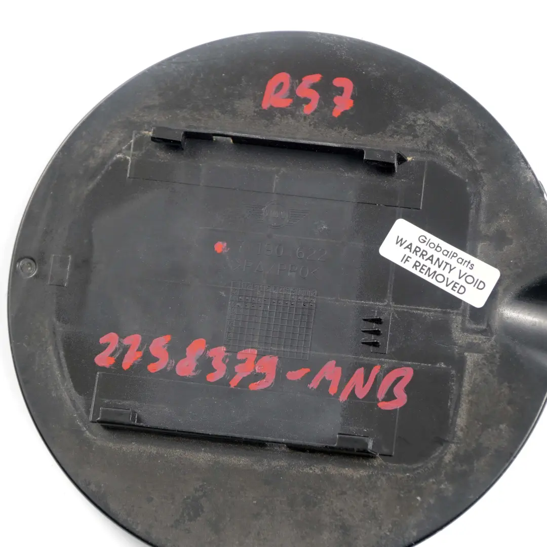 Filler In Flap Tapa De combustible Midnight Black 7190622 para Mini Cooper R57 R58 con número de pieza 2758379 Mini Cooper R57 R58 Filler In Flap Tapa De combustible Midnight Black 7190622 - SKU 2758379-MNB - Número de pieza 2758379