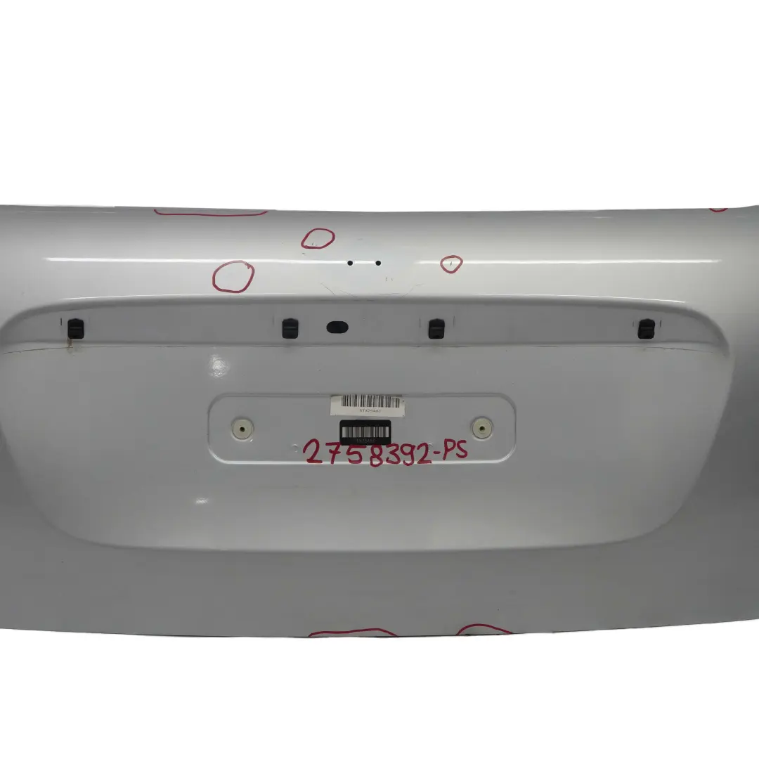 Tapa Maletero Cabrio Porton Trasero Plata Puro Metalizado - 900 para Mini R57 con número de pieza 2758392 Mini R57 Tapa Maletero Cabrio Porton Trasero Plata Puro Metalizado - 900 - SKU 2758392-PS - Número de pieza 2758392