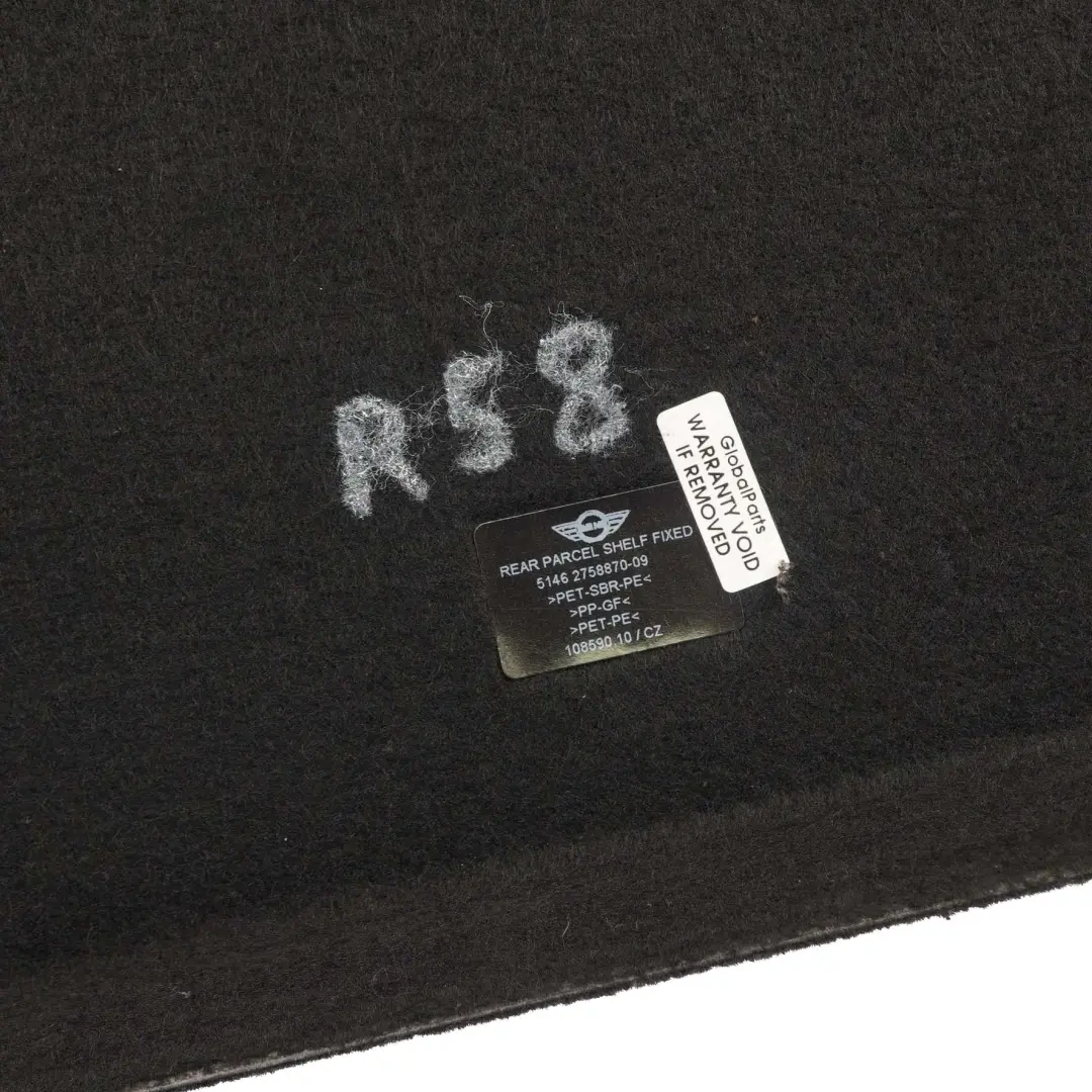 Parcel Shelf Mini R58 Coupé Boot Trunk Window Trim Panel Cover to with Part number 2758870 Parcel Shelf Mini R58 Coupé Boot Trunk Window Trim Panel Cover - SKU 2758870 - Part number 2758870