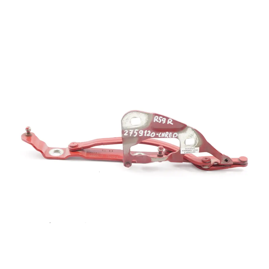 Bisagra Mini Roadster R59 Derecha Tapa maletero Bisagra Chili Red - 851 para con número de pieza 2759120 Bisagra Mini Roadster R59 Derecha Tapa maletero Bisagra Chili Red - 851 - SKU 2759120-CHRED - Número de pieza 2759120