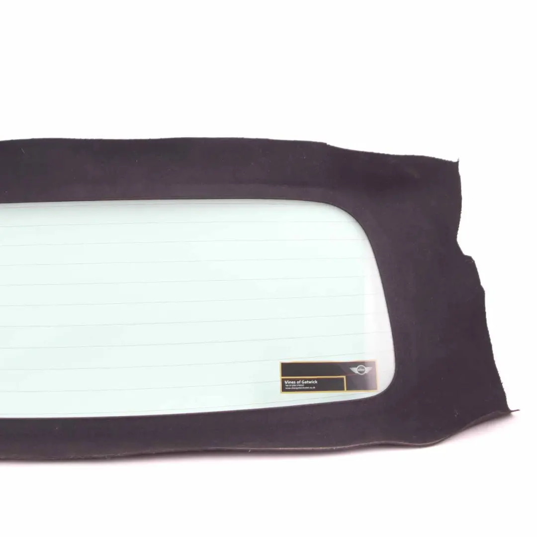 Window Mini Roadster R59 Convertible Roof Folding Glass Glazing Panel AS2 to Rear with Part number 2759396 Rear Window Mini Roadster R59 Convertible Roof Folding Glass Glazing Panel AS2 - SKU 2759396 - Part number 2759396