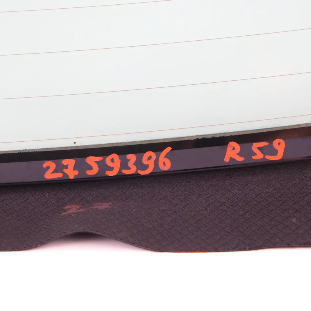 Window Mini Roadster R59 Convertible Roof Folding Glass Glazing Panel AS2 to Rear with Part number 2759396 Rear Window Mini Roadster R59 Convertible Roof Folding Glass Glazing Panel AS2 - SKU 2759396 - Part number 2759396