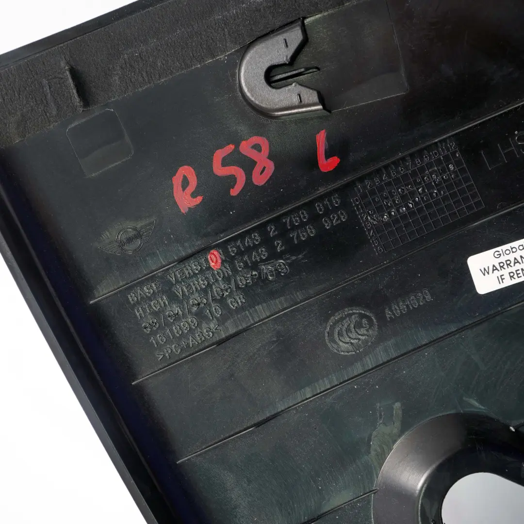 Coup? R58 Pilastro SX Apertura Copertura Nera 2758815 per Mini con numero di parte 2759517 Mini Coup? R58 Pilastro SX Apertura Copertura Nera 2758815 - SKU 2759517 - Numero di parte 2759517