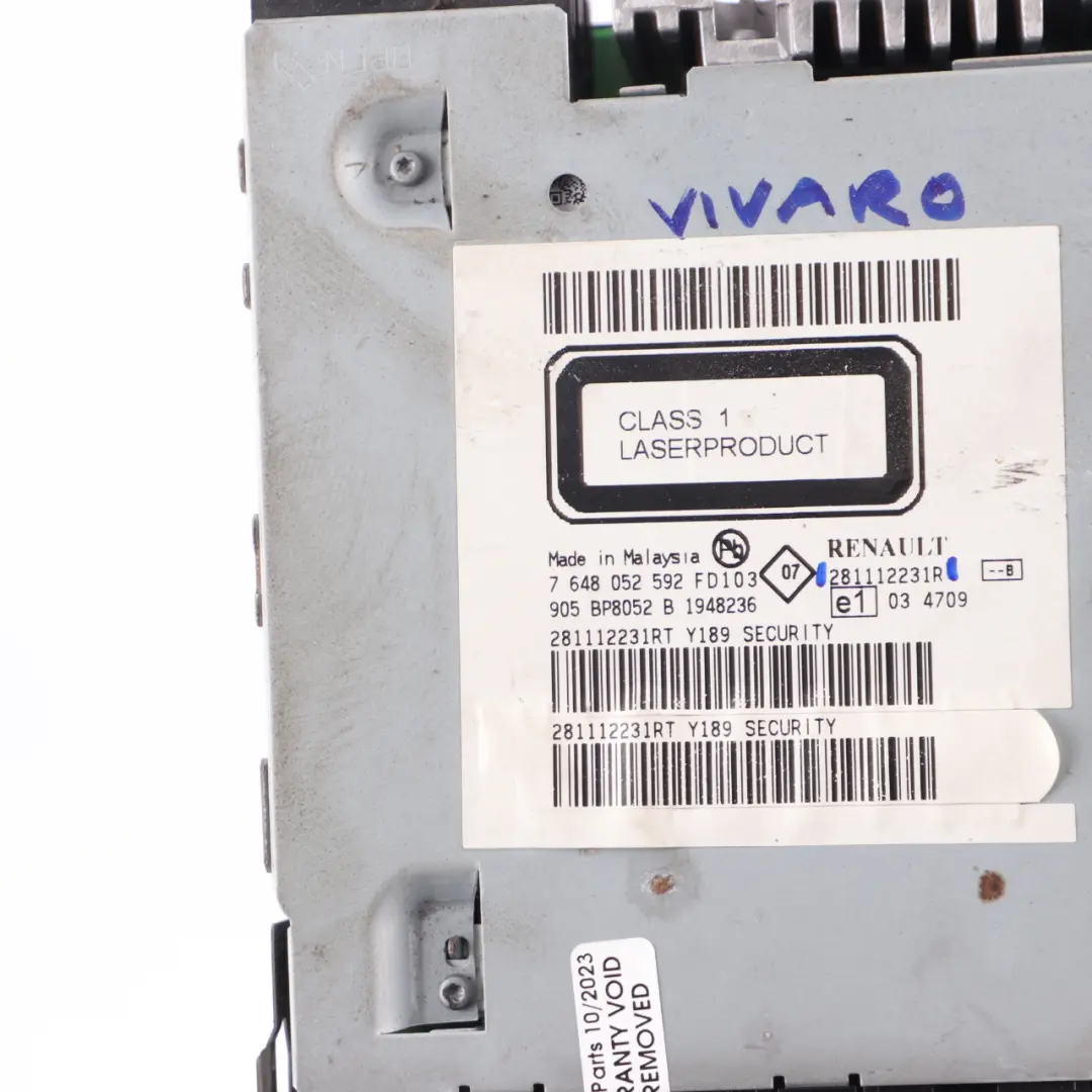 Radio CD Player Renault Trafic Vauxhall Vivaro Head Unit MP3 to with Part number 281112231R Radio CD Player Renault Trafic Vauxhall Vivaro Head Unit MP3 - SKU 281112231R - Part number 281112231R