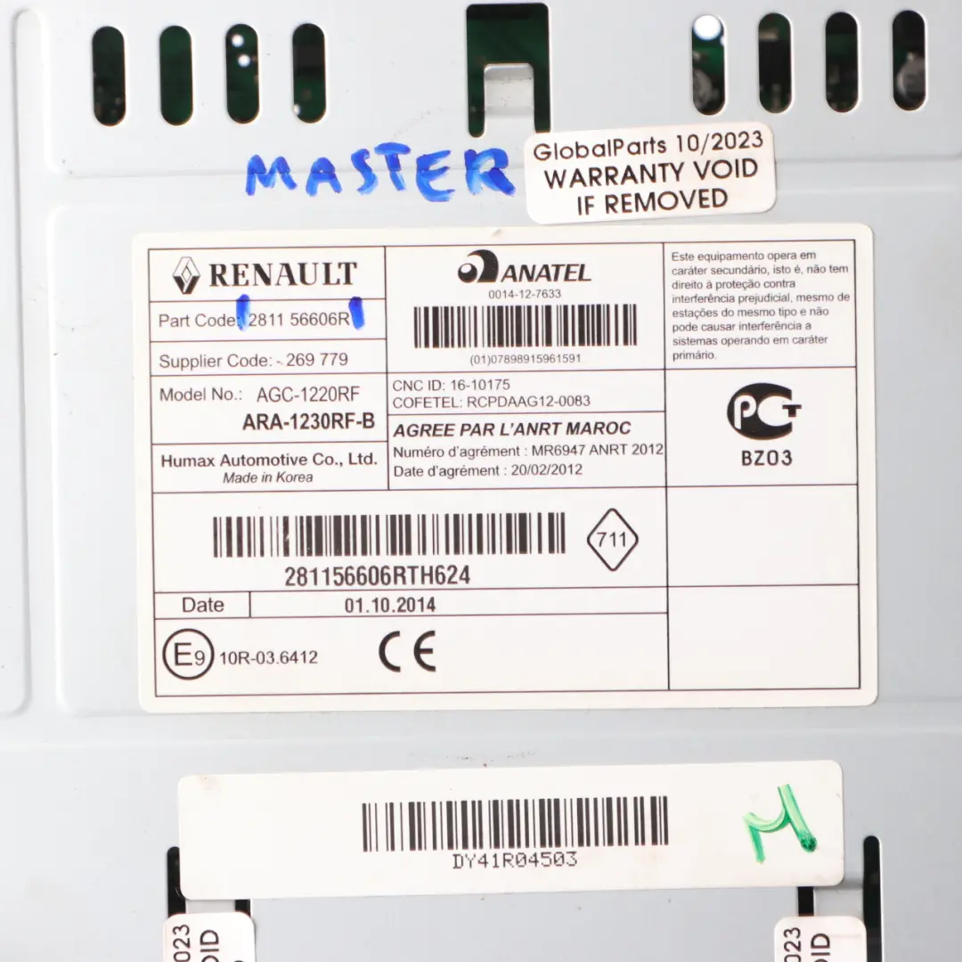 Mercedes Citan W415 Renault Kangoo Master Radio CD Player Head Unit - SKU 281156606R - Part number 281156606R