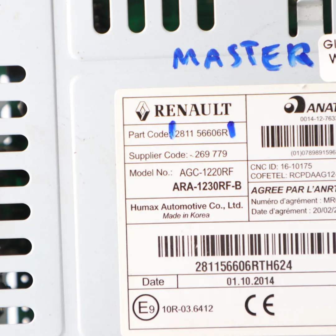 Mercedes Citan W415 Renault Kangoo Master Radio CD Player Head Unit - SKU 281156606R - Part number 281156606R