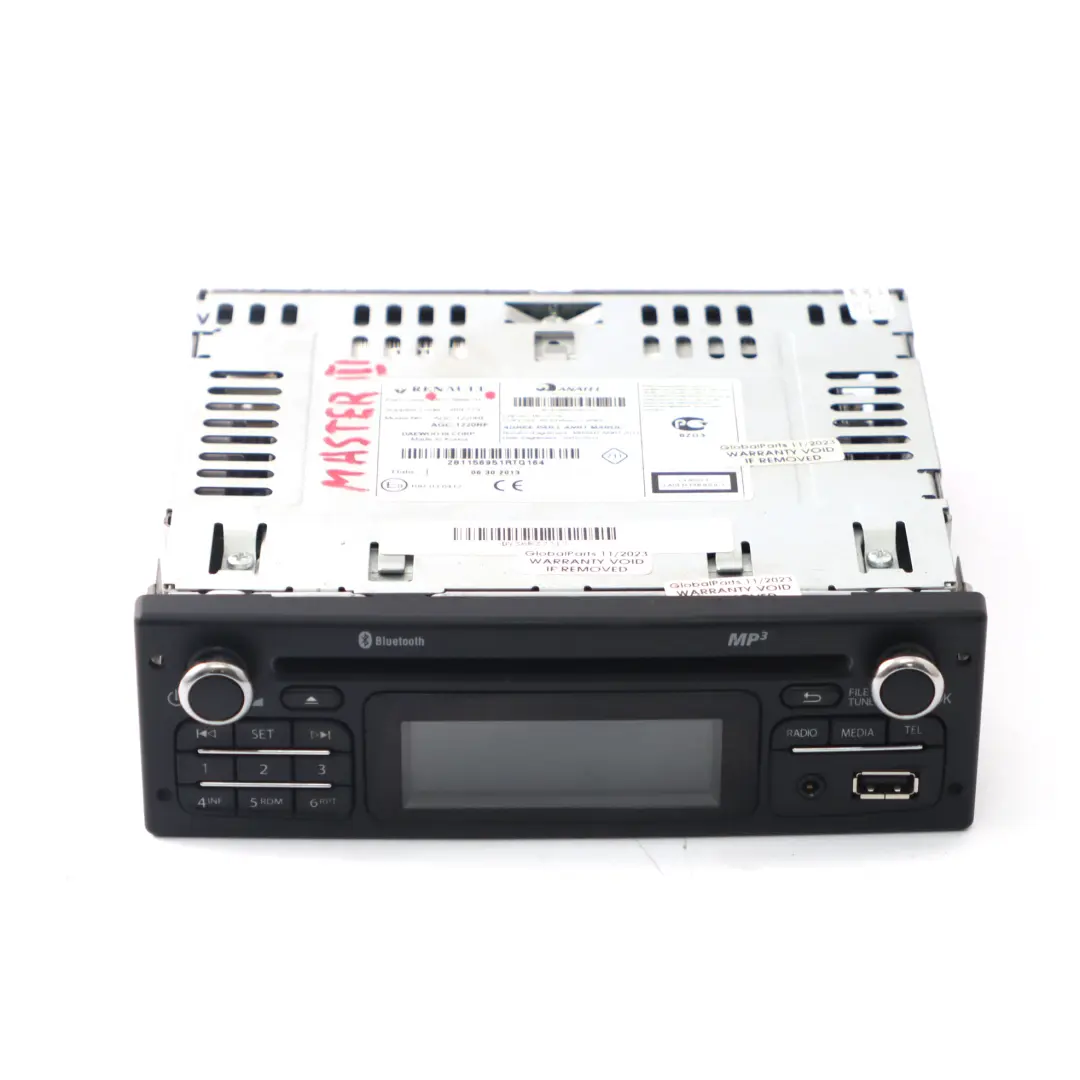 Renault Master III Radio CD Player Bluetooth Head Unit USB MP3 - SKU 281156951R - Part number 281156951R