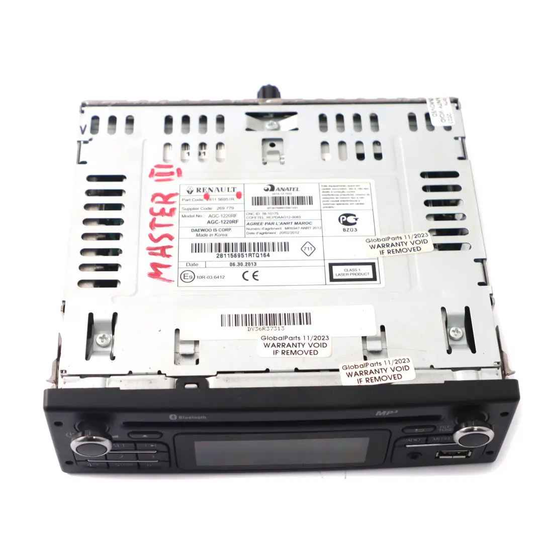 Radio Odtwarzacz CD Bluetooth USB MP3 do Renault Master III o numerze 281156951R Renault Master III Radio Odtwarzacz CD Bluetooth USB MP3 - SKU 281156951R - Numer Części 281156951R